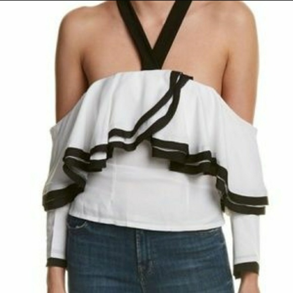 Haute Rogue Ruffle Black and White Top - small - Picture 1 of 7